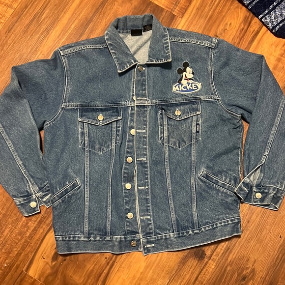 Vintage Mickey Mouse Chore Work Denim Blue Jean Trucker Jacket Men’s Size Medium - Picture 1 of 6